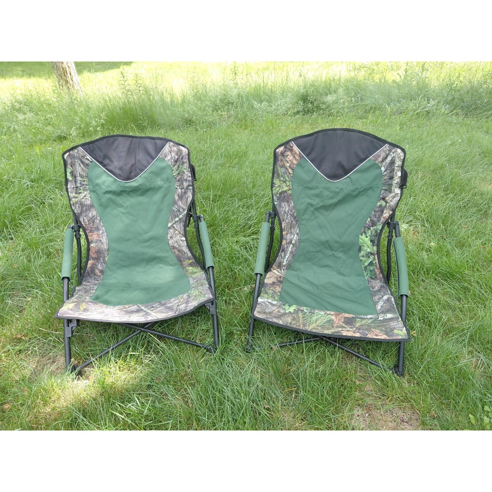 Kings River Camouflage Folding Camp Chairs Set 2 Green Camo Hunting Low Profile